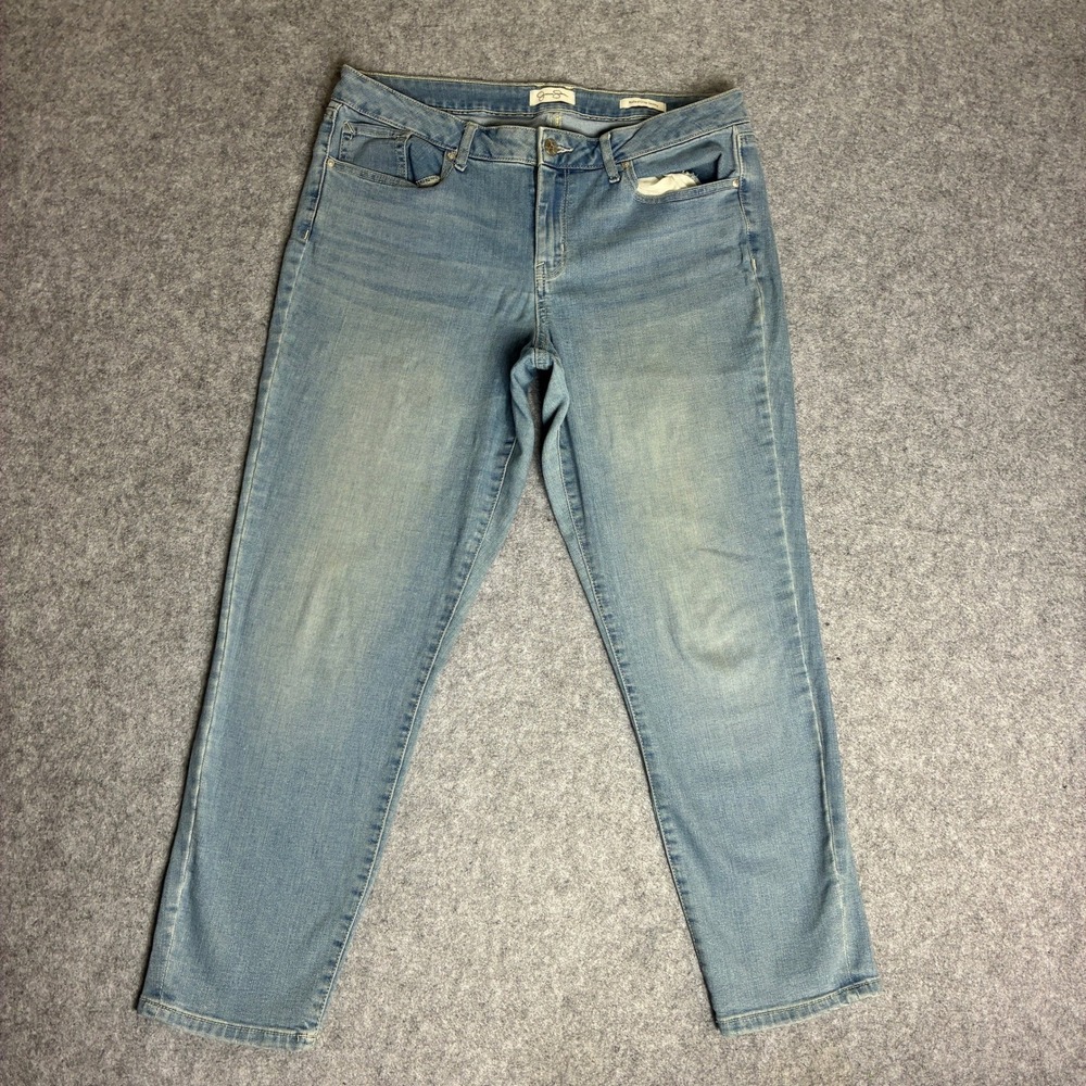 Jessica Simpson Size 33x27 Rolled Cropped Skinny Ankle Jeans Light Wash Blue